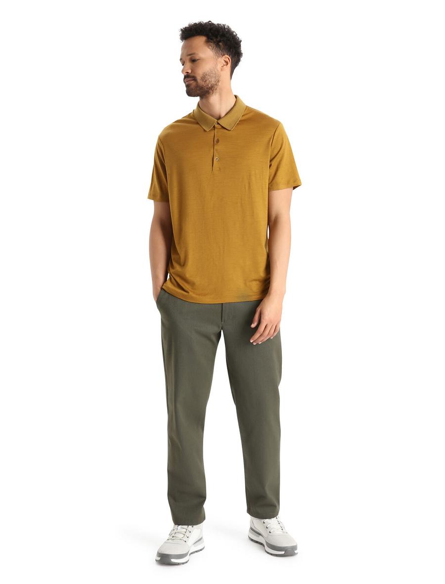 Koszulki Icebreaker Merino Tech Lite II Krótkie Sleeve Polo Męskie Brązowe | PL 1788JPQJ